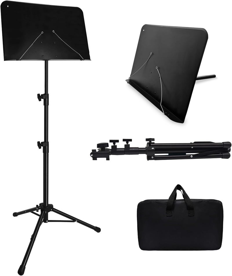HOLANHING 57IN Sheet Music Stand, Tall Music Stand for Sheet Music High Stability, Adjustable Portable Music Sheet Stand with Carrying Bag for Guitar, Violin, Ukulele (33-57IN-A) - Image 1
